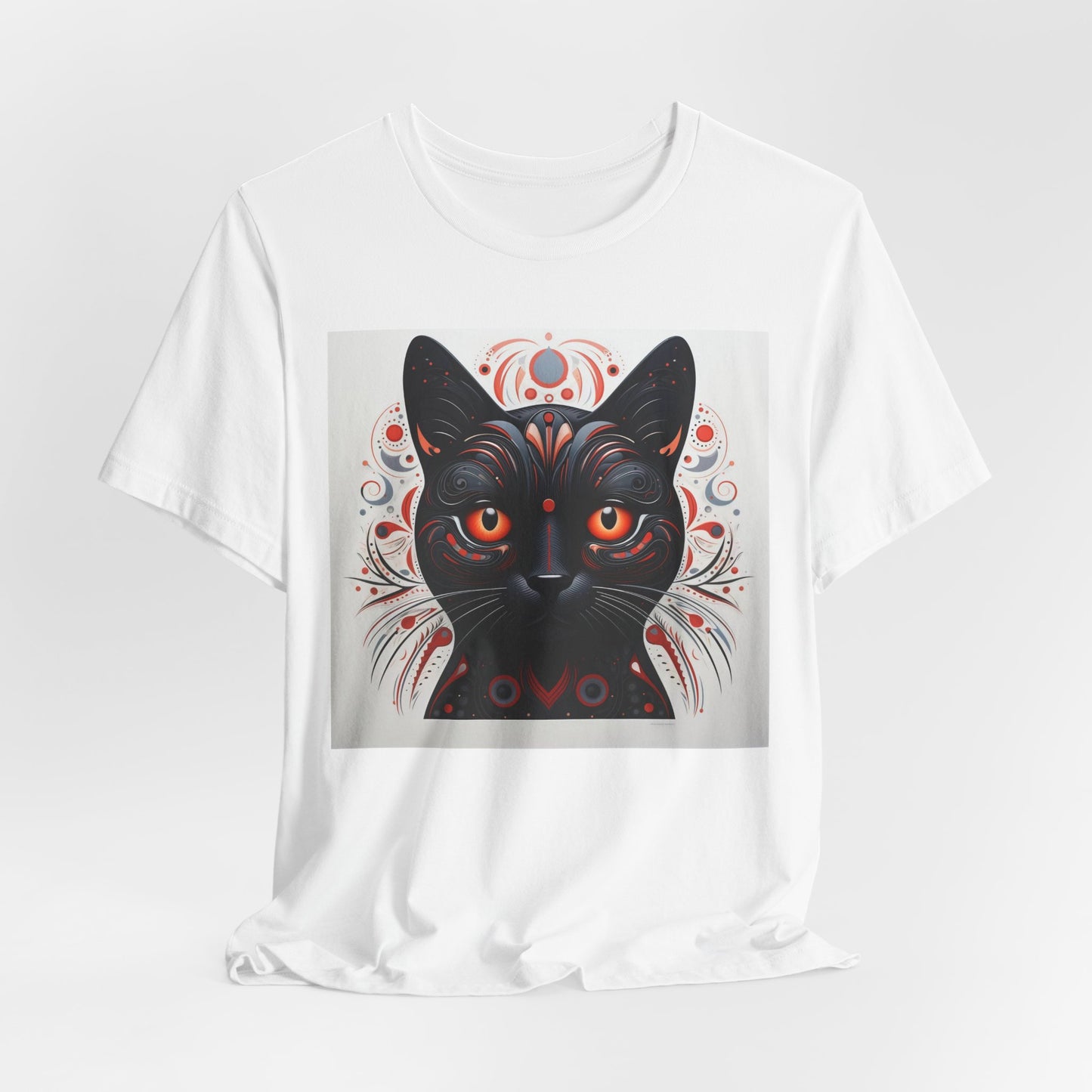 Mystic Black Cat Tee — Ornate Orange-Eyed Cat Graphic T-Shirt