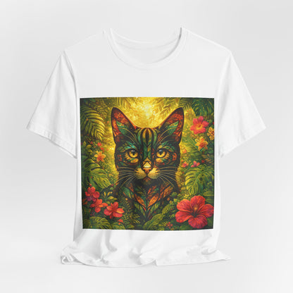 Tropical Cat Tee — Vibrant Jungle Cat Graphic T-Shirt