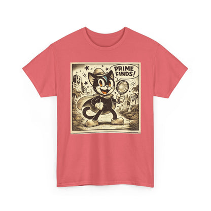 Retro Detective Cat T-Shirt — "Prime Finds!" Vintage Cartoon Tee