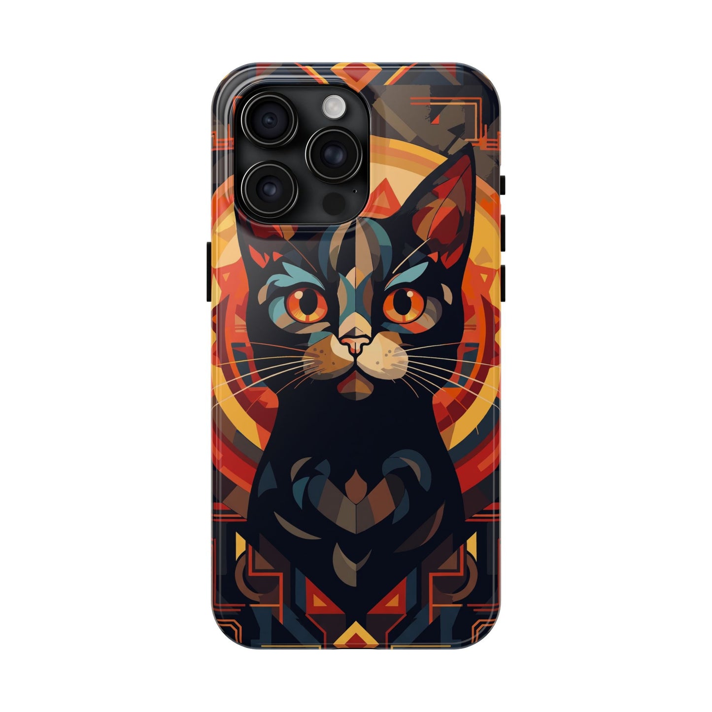 Cat Mandala Tough Phone Case — Protective Artistic Black Cat Design