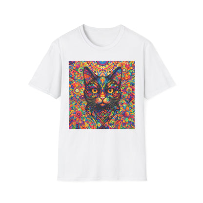 Psychedelic Cat T-Shirt — Colorful Mandala Cat Graphic Tee