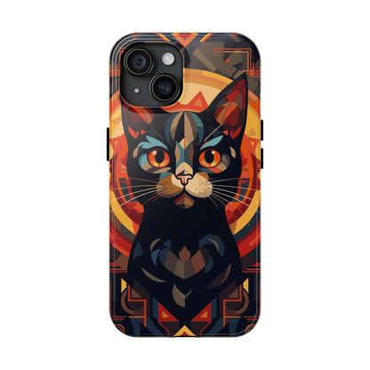 Cat Mandala Tough Phone Case — Protective Artistic Black Cat Design