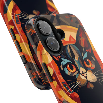 Cat Mandala Tough Phone Case — Protective Artistic Black Cat Design