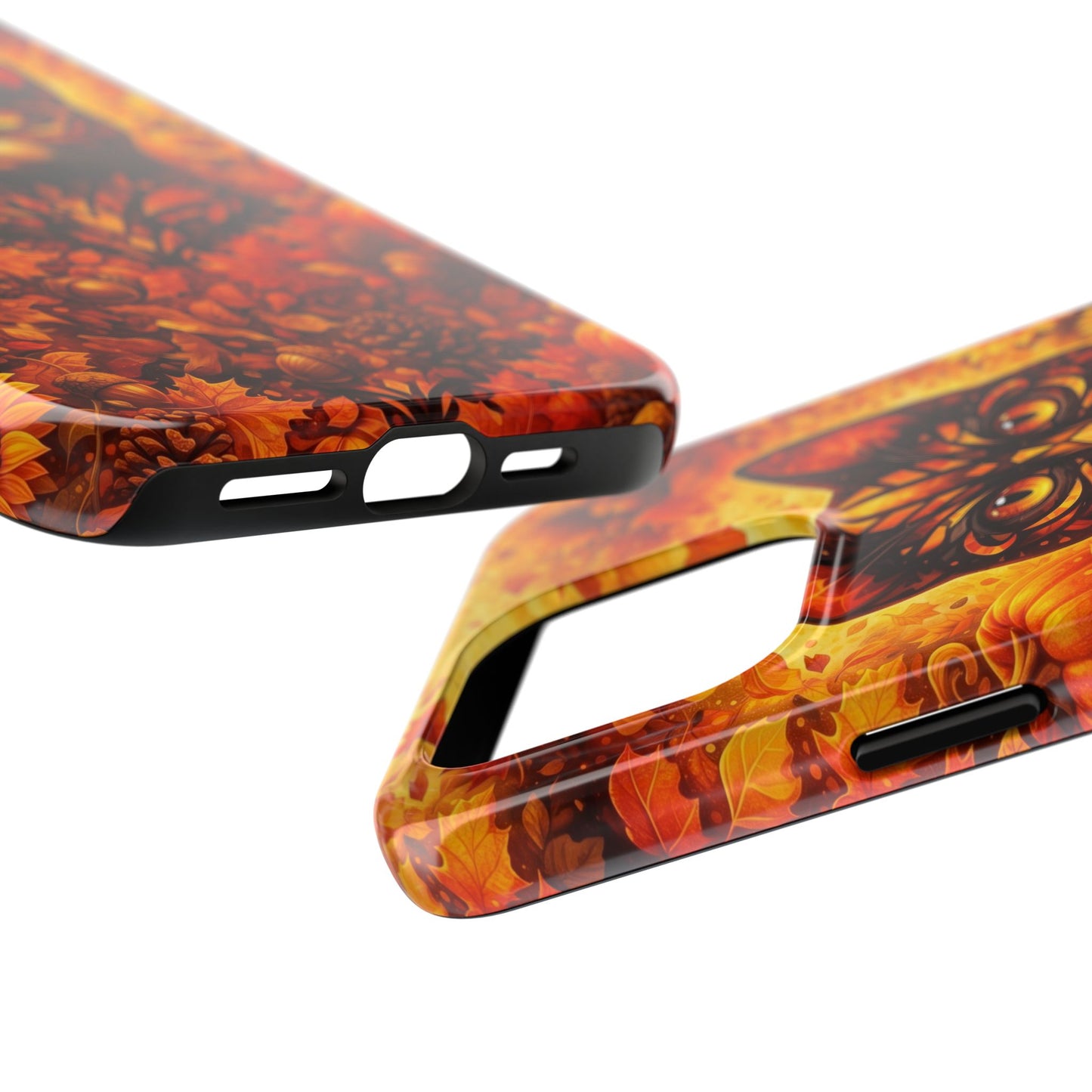 Autumn Cat Tough Phone Case — Fall Floral Protective iPhone Cover