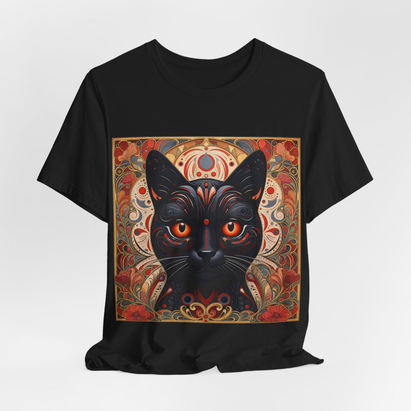 Black Cat Mandala Tee — Mystic Gothic Cat Graphic T-Shirt