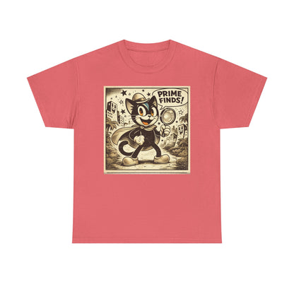 Retro Detective Cat T-Shirt — "Prime Finds!" Vintage Cartoon Tee