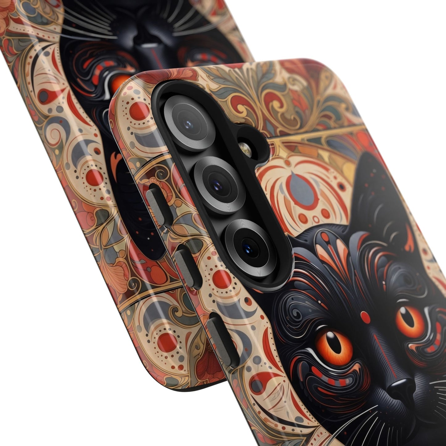 Black Cat Art Phone Case — Ornate Floral Gothic iPhone Protective Case