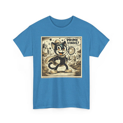 Retro Detective Cat T-Shirt — "Prime Finds!" Vintage Cartoon Tee