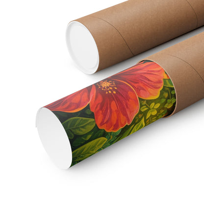 Tropical Cat Poster — Vibrant Botanical Matte Vertical Wall Art