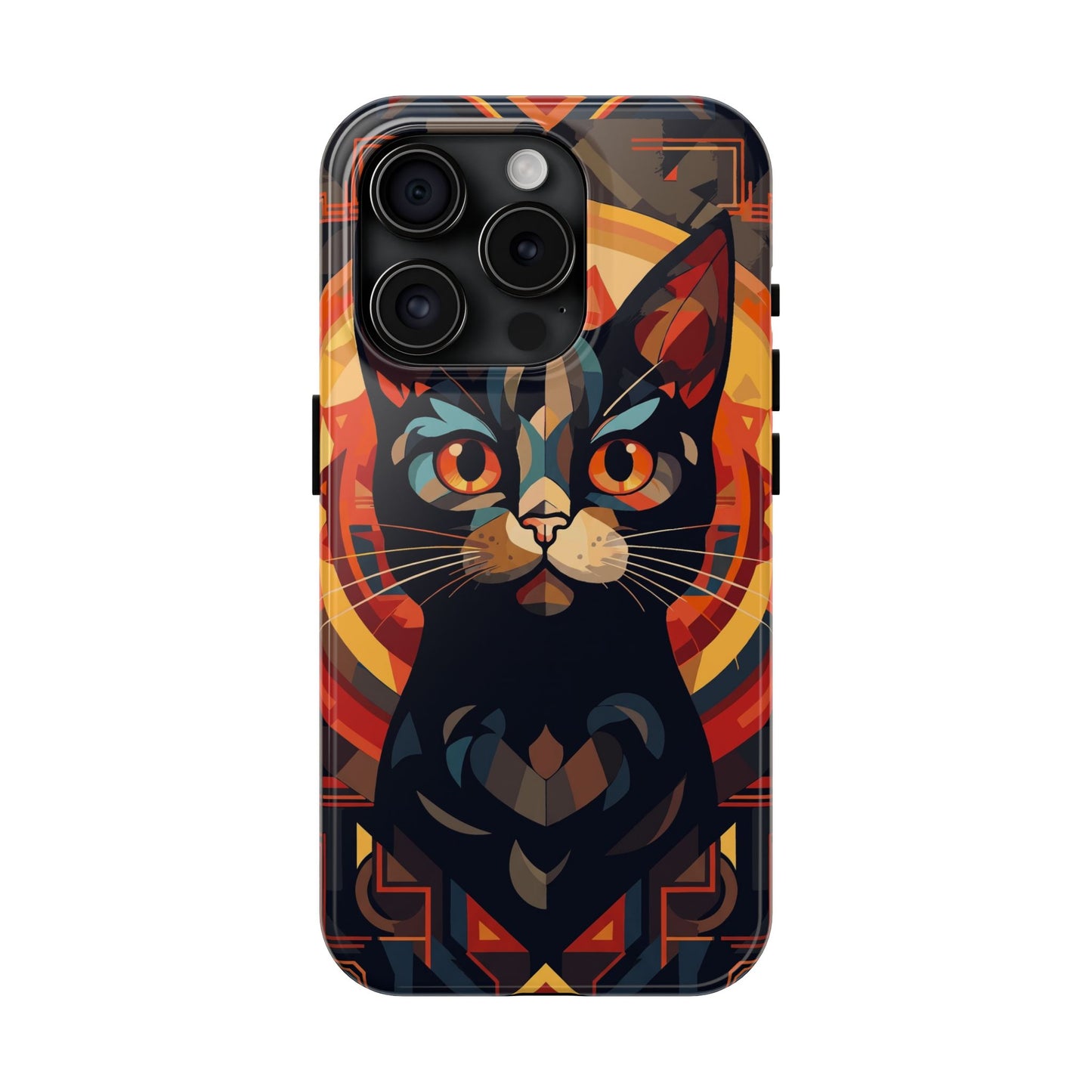 Cat Mandala Tough Phone Case — Protective Artistic Black Cat Design