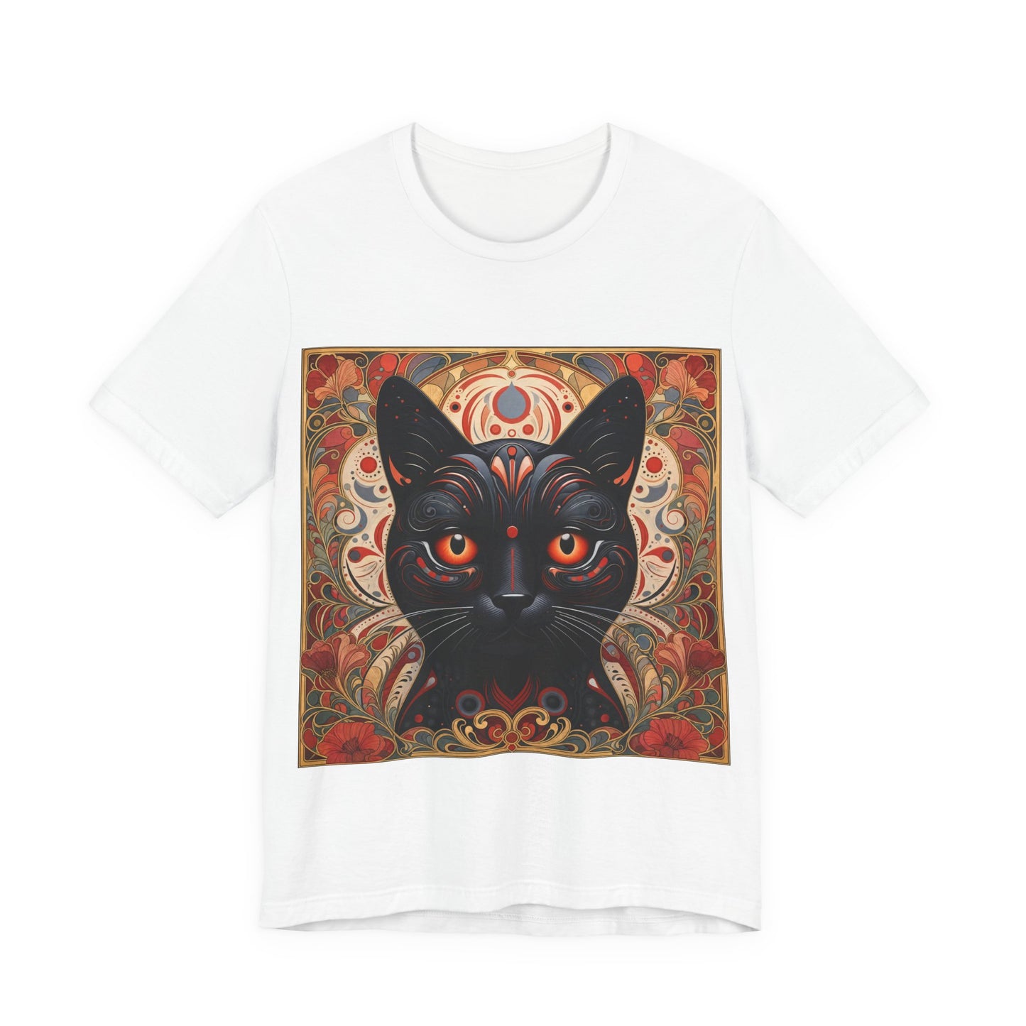 Black Cat Mandala Tee — Mystic Gothic Cat Graphic T-Shirt