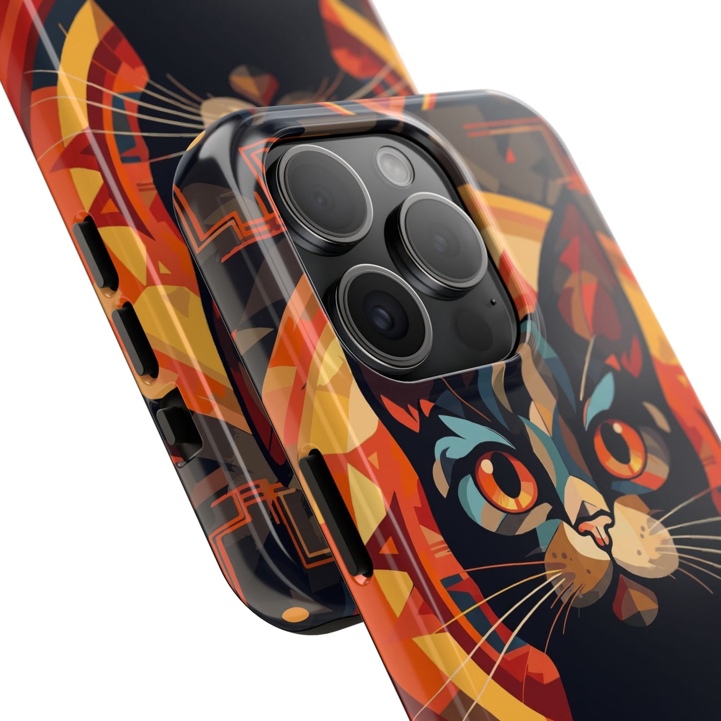 Cat Mandala Tough Phone Case — Protective Artistic Black Cat Design
