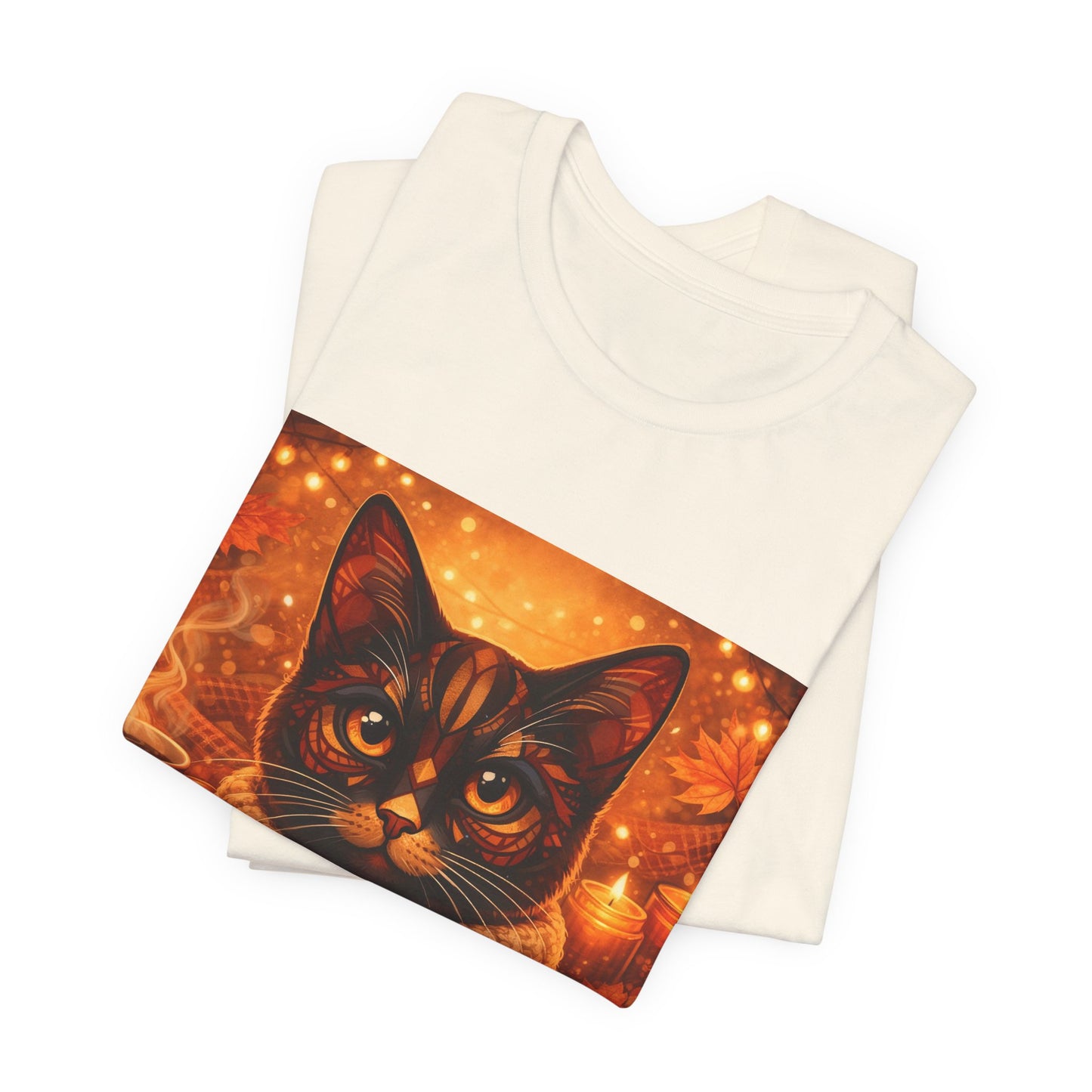 Cozy Cat in Sweater T-Shirt — Autumn Cozy Kitty Graphic Tee