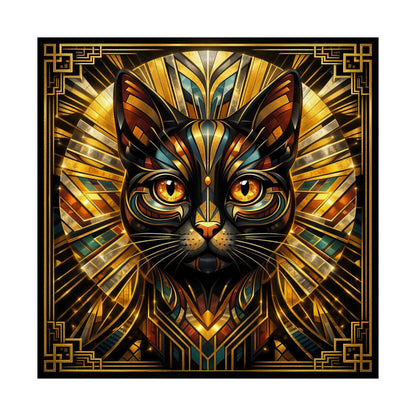 Art Deco Golden Cat Poster — Matte Vertical Wall Art