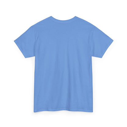 Light blue t-shirt, plain back view with short sleeves and crew neckline