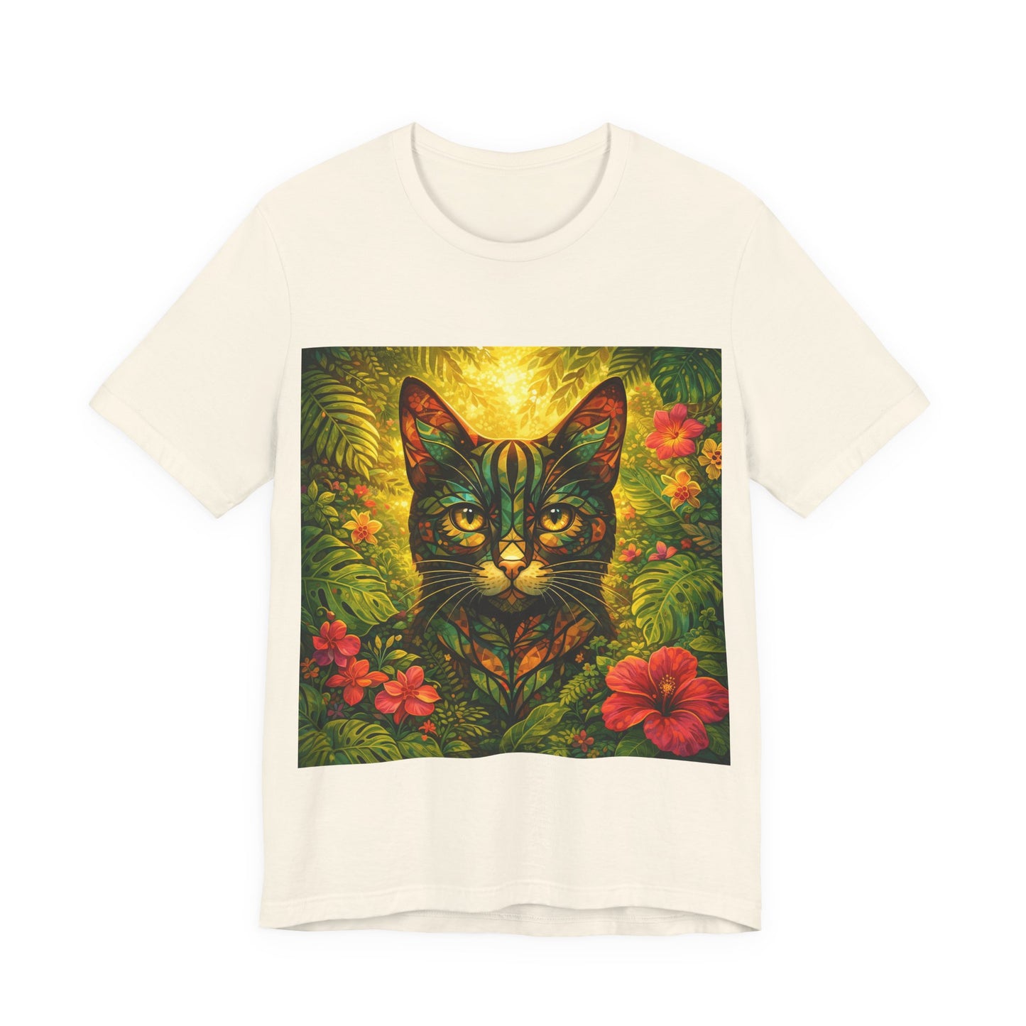 Tropical Cat Tee — Vibrant Jungle Cat Graphic T-Shirt