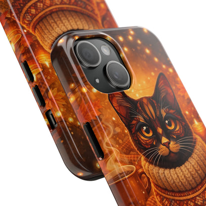 Cozy Autumn Cat Tough Phone Case — Cat in Sweater Fall Phone Cover