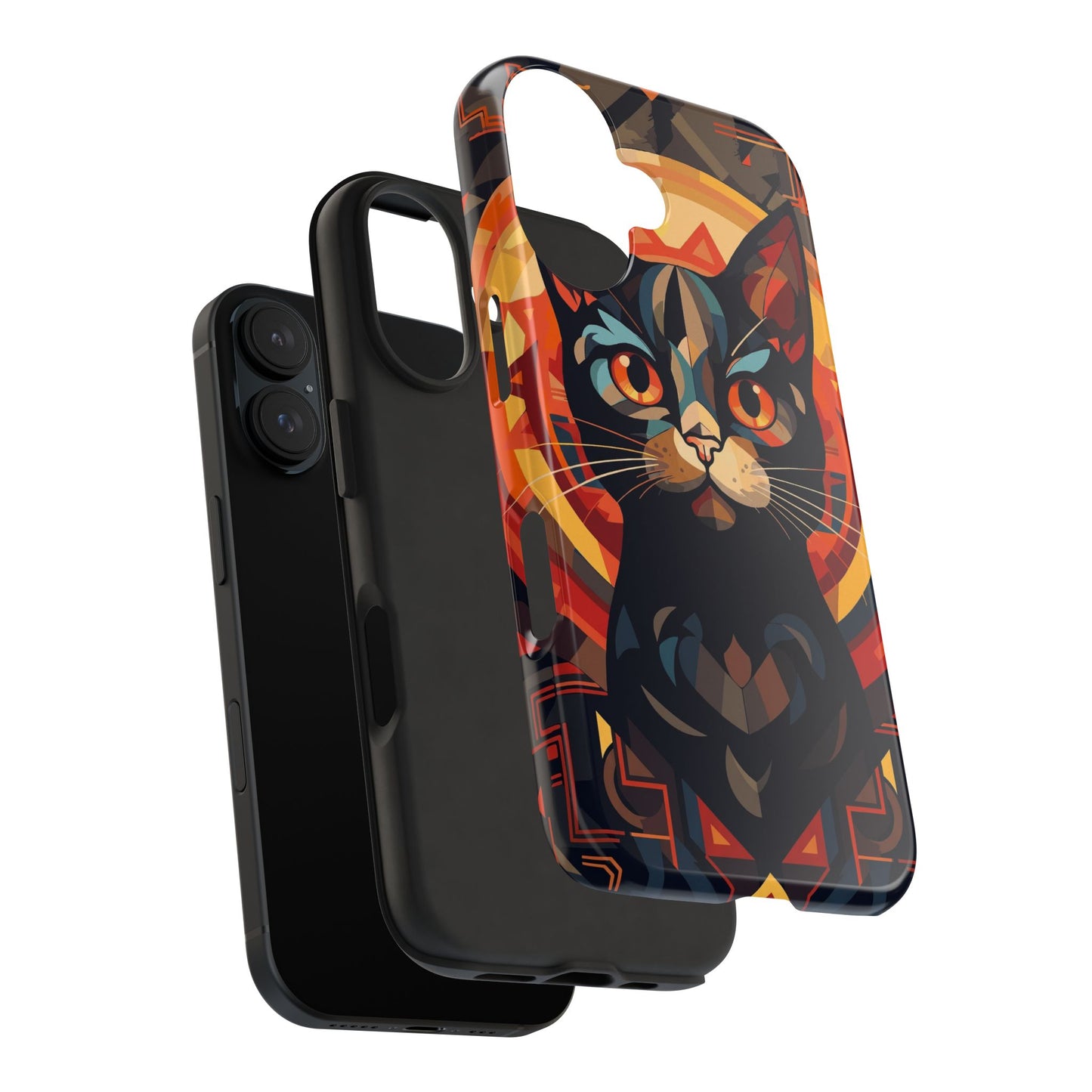 Cat Mandala Tough Phone Case — Protective Artistic Black Cat Design