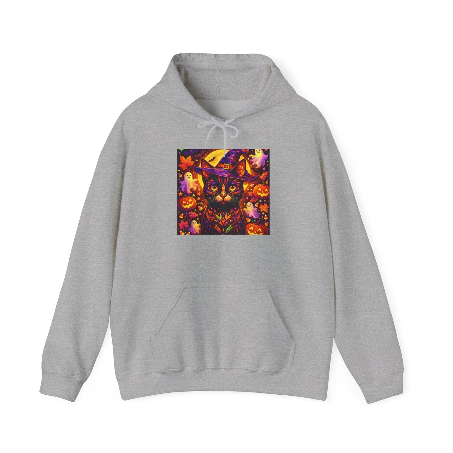 Halloween Cat Hoodie — Spooky Pumpkin Cat Graphic Pullover