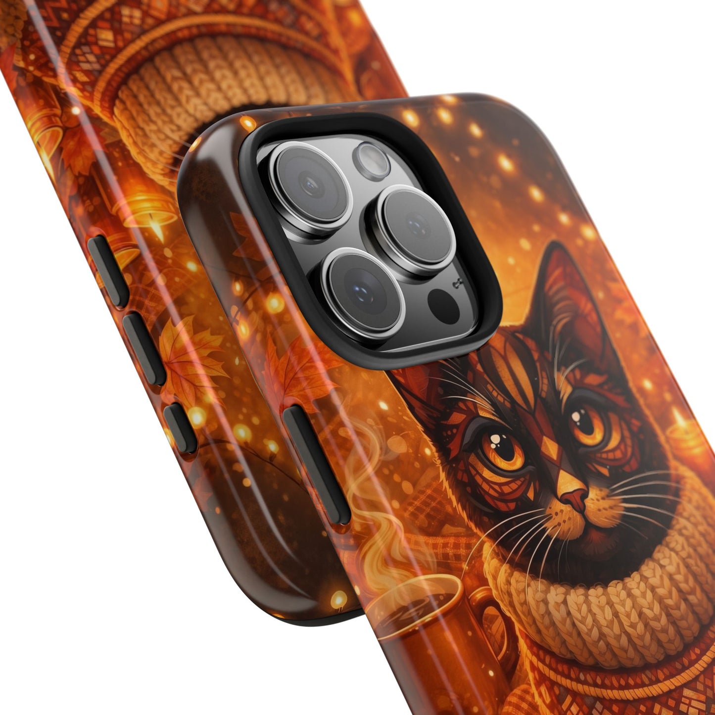 Cozy Autumn Cat Tough Phone Case — Cat in Sweater Fall Phone Cover