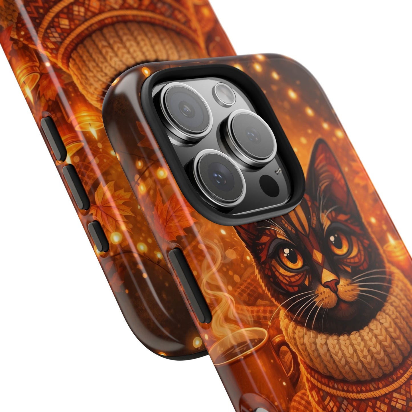 Cozy Autumn Cat Tough Phone Case — Cat in Sweater Fall Phone Cover