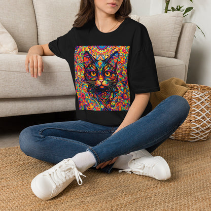 Psychedelic Cat T-Shirt — Colorful Mandala Cat Graphic Tee