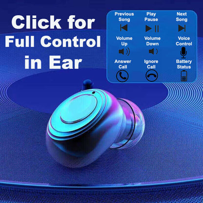 Dark blue wireless earbuds with touch controls, in-ear stem design