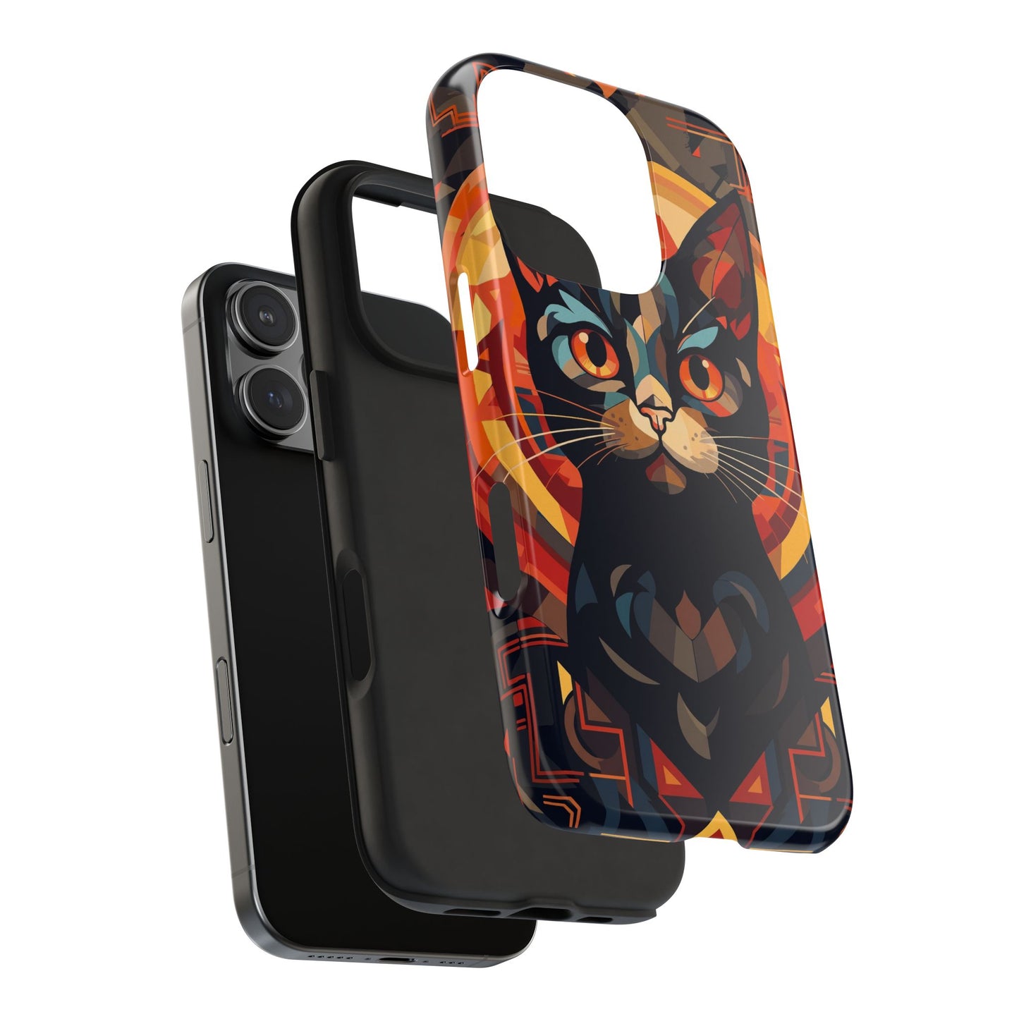 Cat Mandala Tough Phone Case — Protective Artistic Black Cat Design