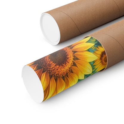 Sunflower Cat Poster — Vibrant Stained-Glass Cat Art Print