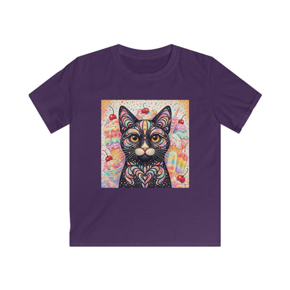 Kids Cat Art Tee — Colorful Heartbeat Kitten Graphic T-Shirt