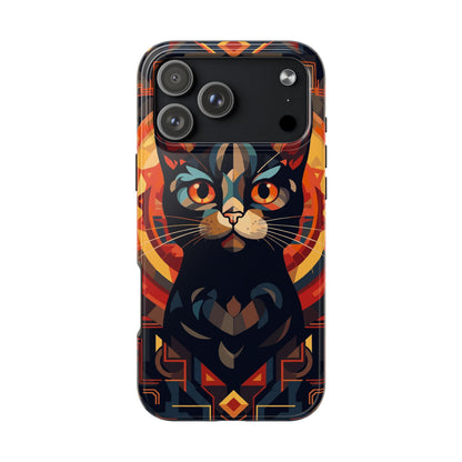 Cat Mandala Tough Phone Case — Protective Artistic Black Cat Design