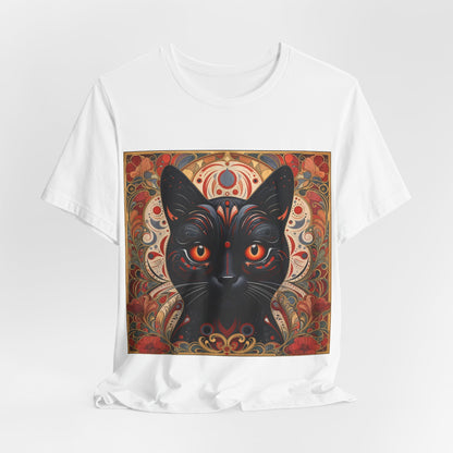 Black Cat Mandala Tee — Mystic Gothic Cat Graphic T-Shirt