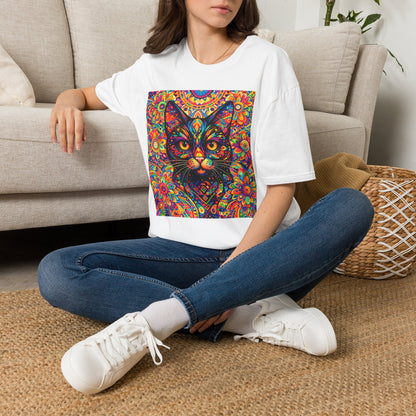 Psychedelic Cat T-Shirt — Colorful Mandala Cat Graphic Tee