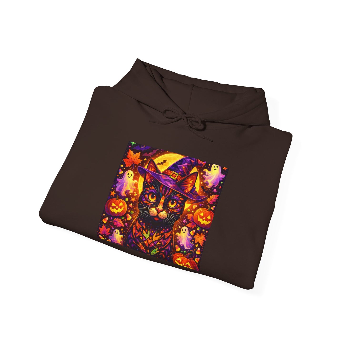 Halloween Cat Hoodie — Spooky Pumpkin Cat Graphic Pullover