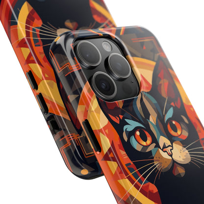 Cat Mandala Tough Phone Case — Protective Artistic Black Cat Design