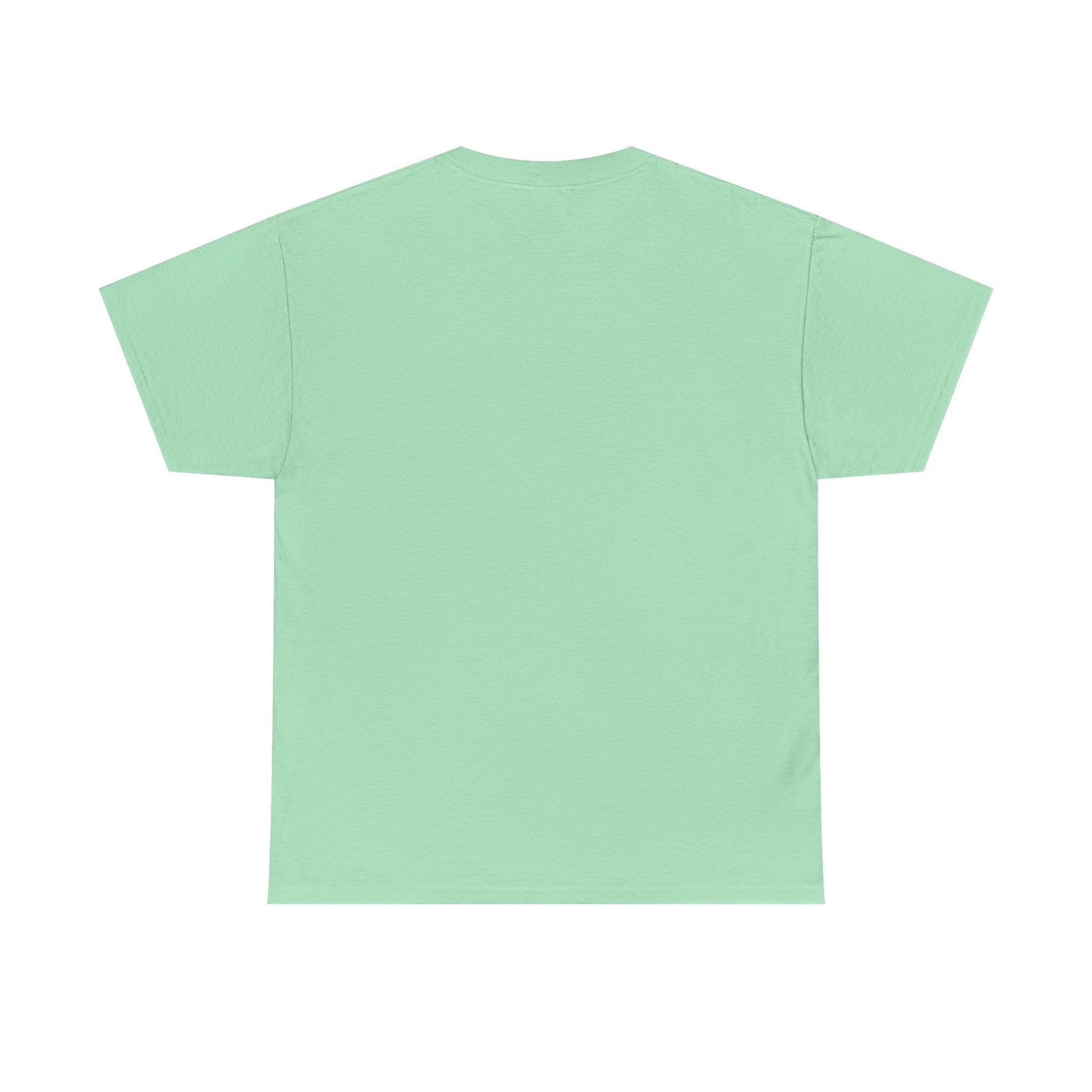 Mint green vintage T-shirt, plain back view with crew neck and short sleeves
