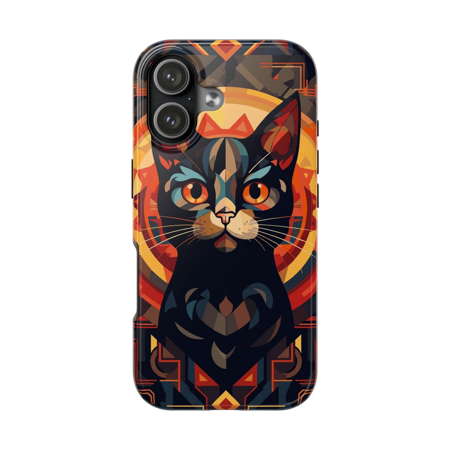 Cat Mandala Tough Phone Case — Protective Artistic Black Cat Design