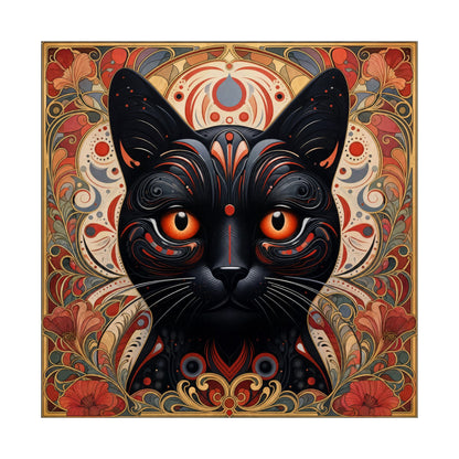 Mystic Black Cat Poster — Art Nouveau Matte Vertical Wall Print