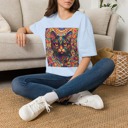 Psychedelic Cat T-Shirt — Colorful Mandala Cat Graphic Tee