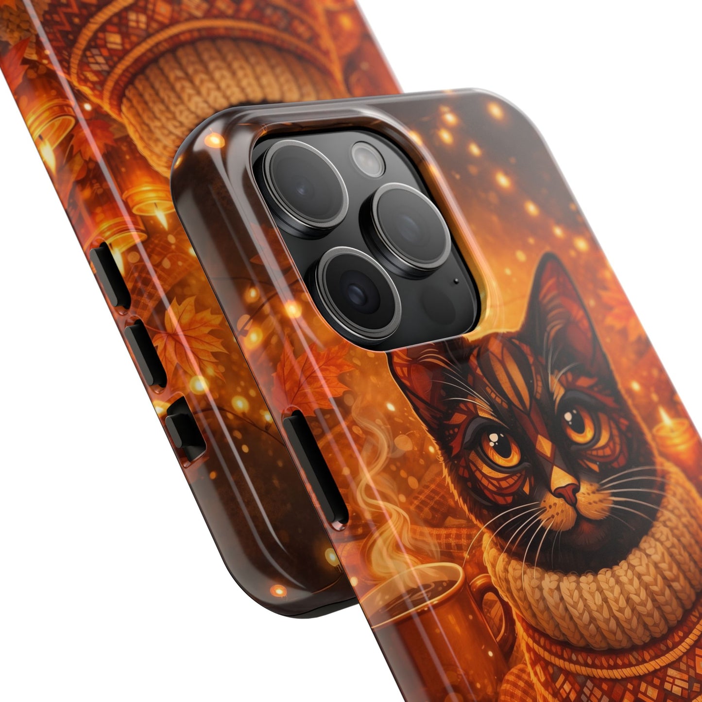 Cozy Autumn Cat Tough Phone Case — Cat in Sweater Fall Phone Cover