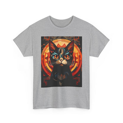 Mystic Cat Graphic Tee — Retro Geometric Feline Art T-Shirt