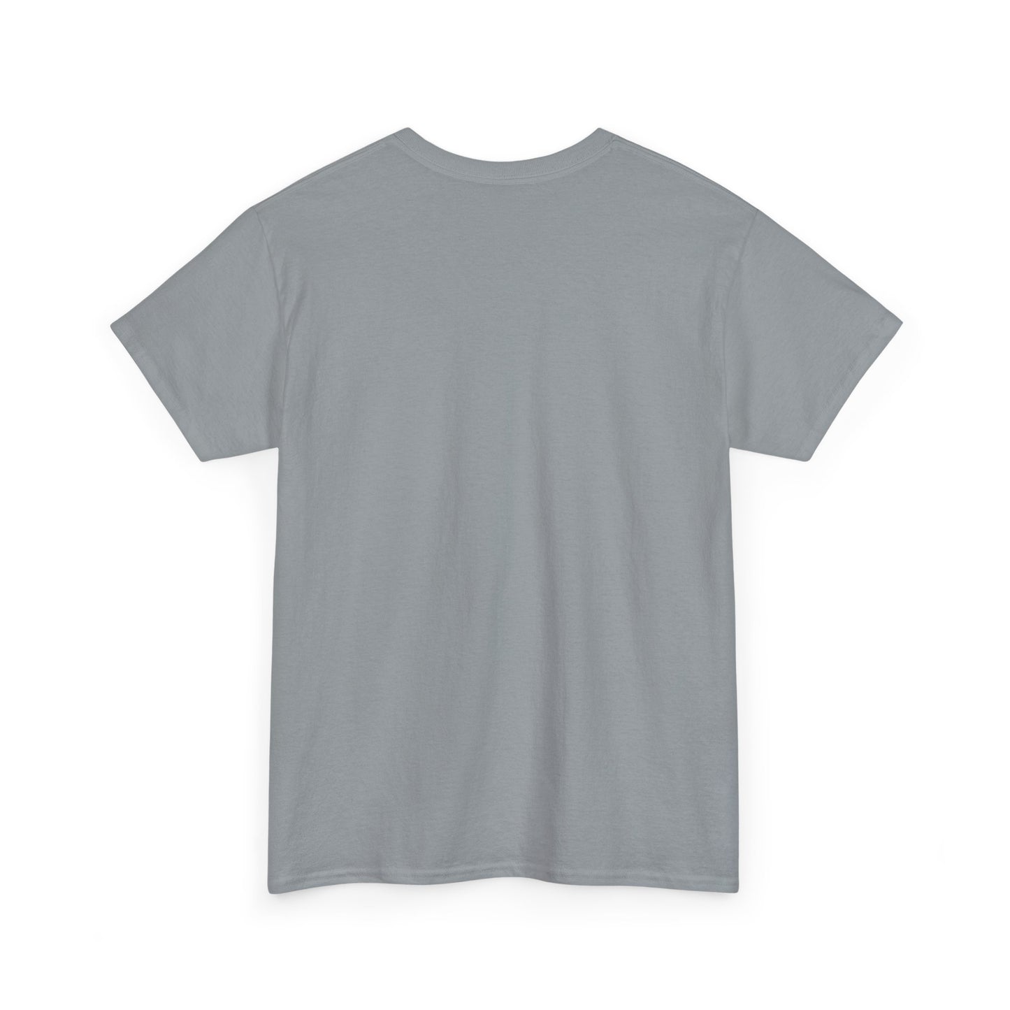 Charcoal gray t-shirt, plain back view with short sleeves and crew neckline