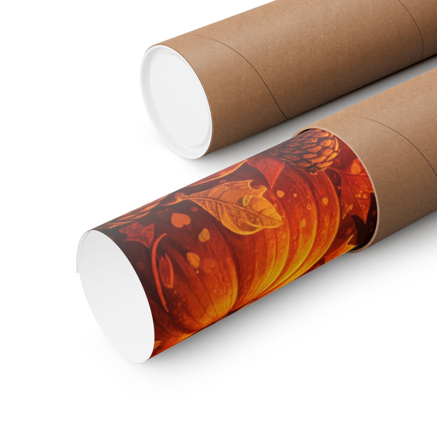 Autumn Cat Poster — Fall Pumpkin & Sunflower Matte Wall Art