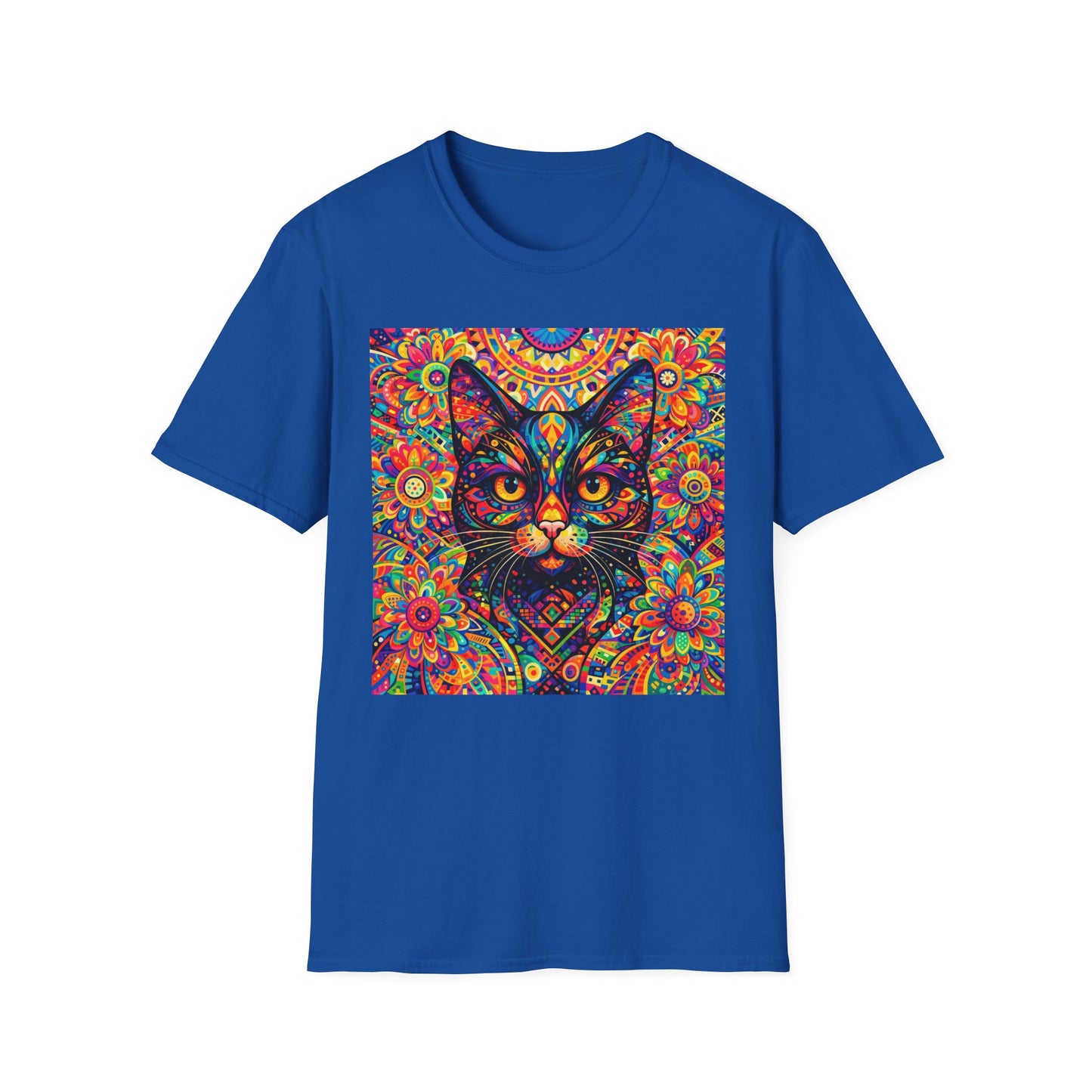 Psychedelic Cat T-Shirt — Colorful Mandala Cat Graphic Tee