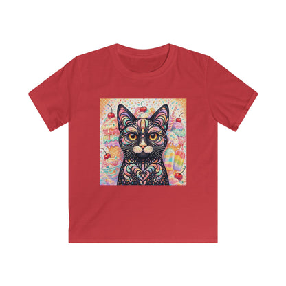 Kids Cat Art Tee — Colorful Heartbeat Kitten Graphic T-Shirt