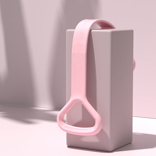 Figure-8 yoga resistance band, pink elastic loop with textured center