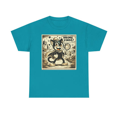 Retro Detective Cat T-Shirt — "Prime Finds!" Vintage Cartoon Tee