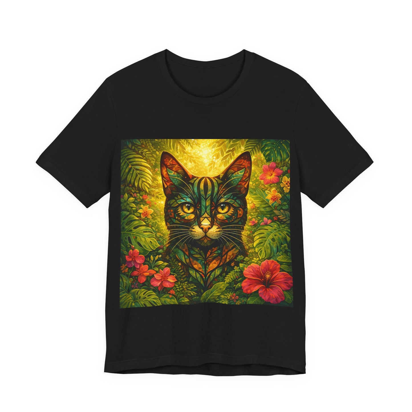 Tropical Cat Tee — Vibrant Jungle Cat Graphic T-Shirt