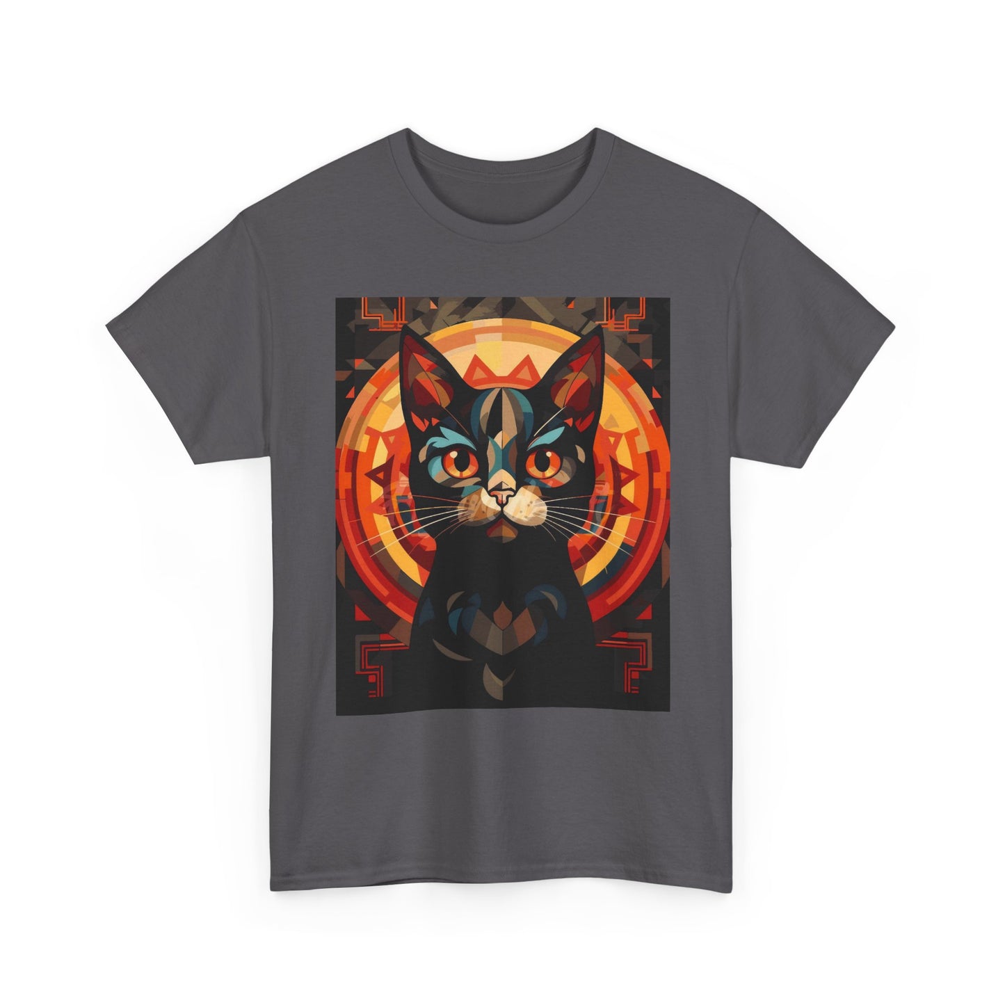 Mystic Cat Graphic Tee — Retro Geometric Feline Art T-Shirt