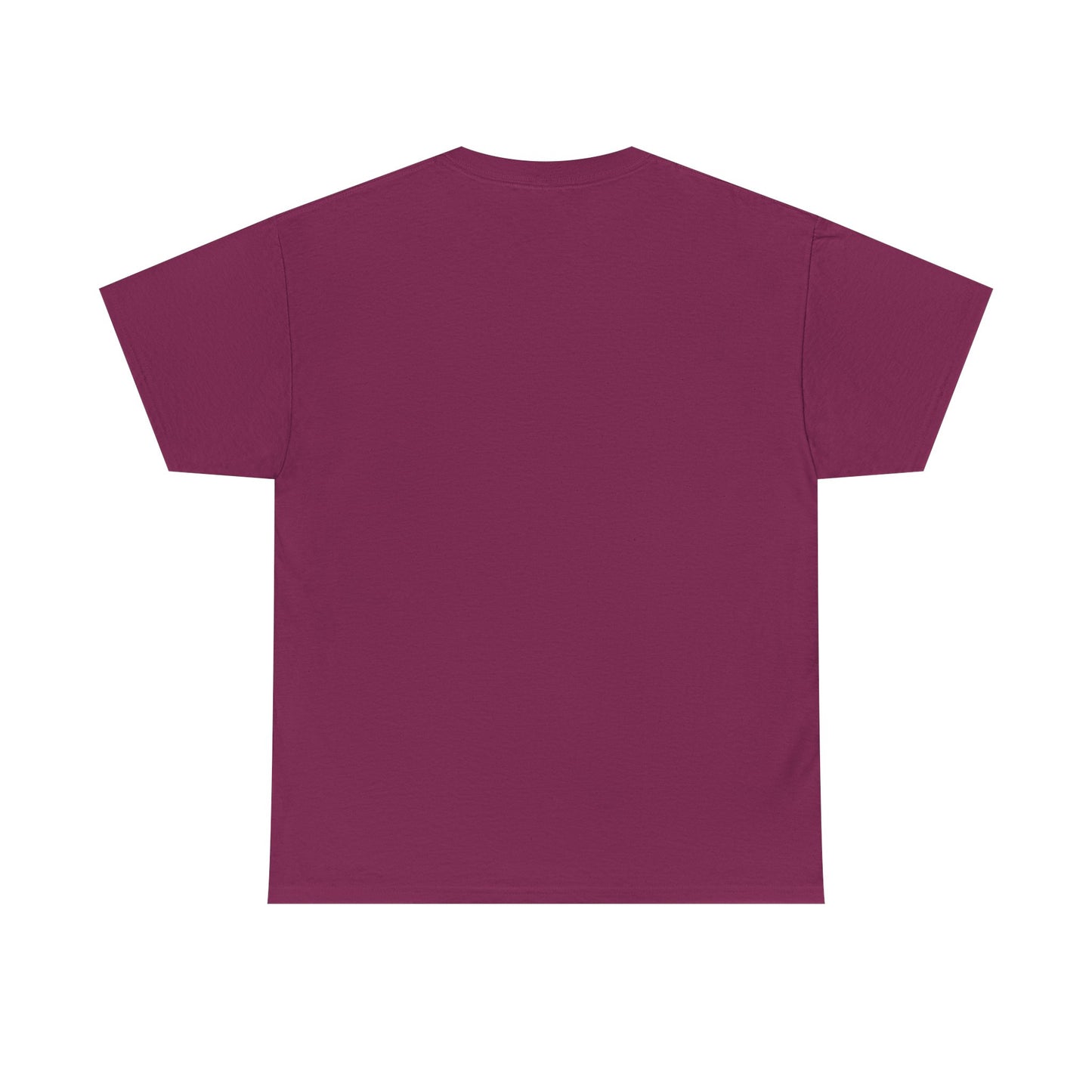 Burgundy vintage T-shirt, plain back view with crew neck and short sleeves